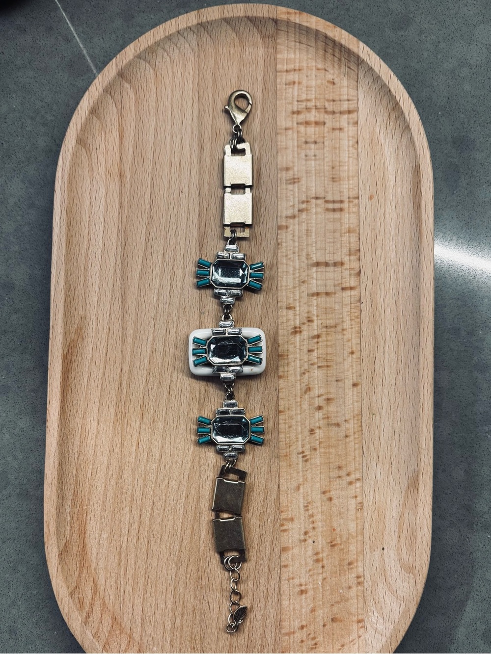 Vintage Silver and Turquoise Link Bracelet